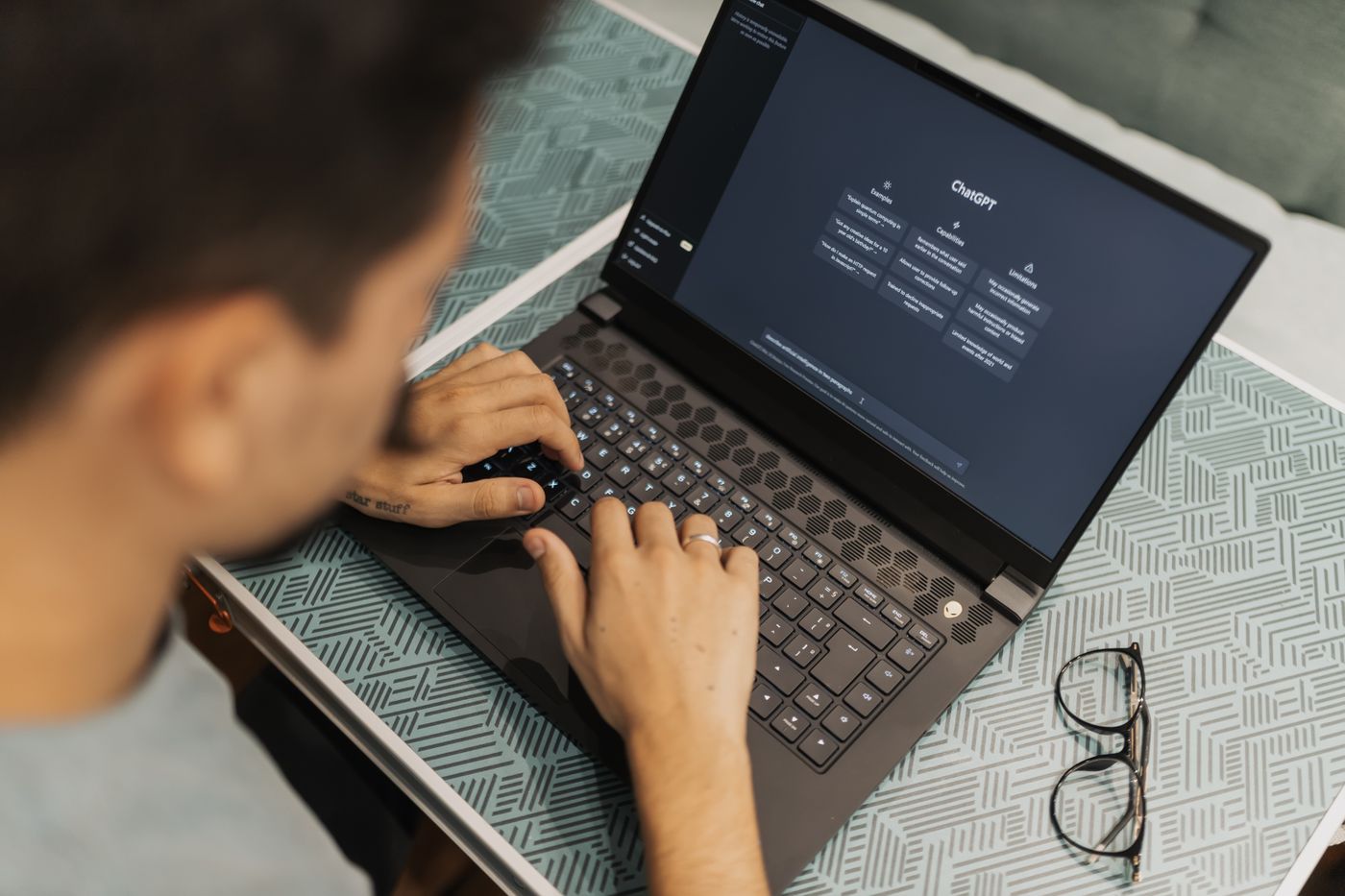 Person working on a laptop