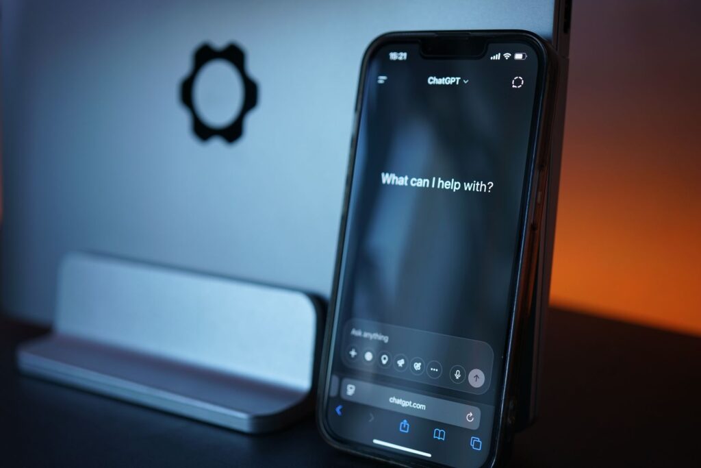 Smartphone showing an AI chat assistant interface